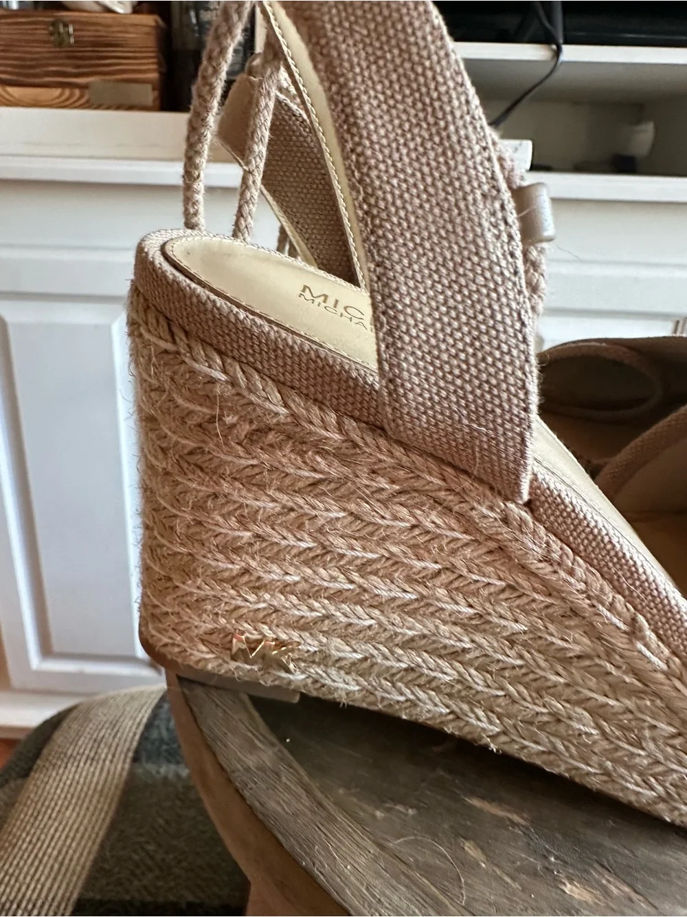 MICHAEL Michael Kors Blush Canvas Espadrille Wedge Sandals